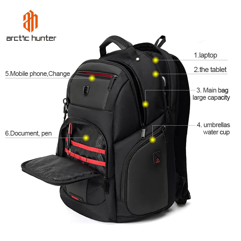 ARCTIC HUNTER Waterproof Backpack Men's  Laptop Backpack School Bag for Teenagers Rucksack Multifunction Travel Backpacks Male