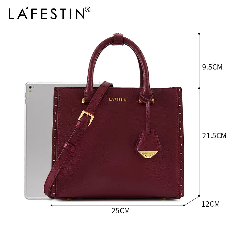 LA FESTIN 2023 Novaj Virinaj Ledaj Tote-Sakoj Luksa Multfunkcia Multefabla Sinjorinoj Moda Ŝultro Crossbody Dezajnista Mansako