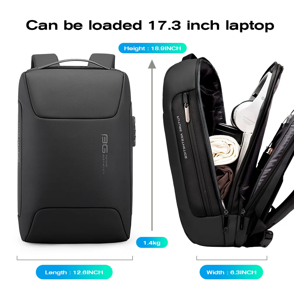 BANGE 17.3-Inch Laptop Men's Business Backpack Waterproof Multi Compartment Men's Travel Bag Flight Airport Luggage Backpack