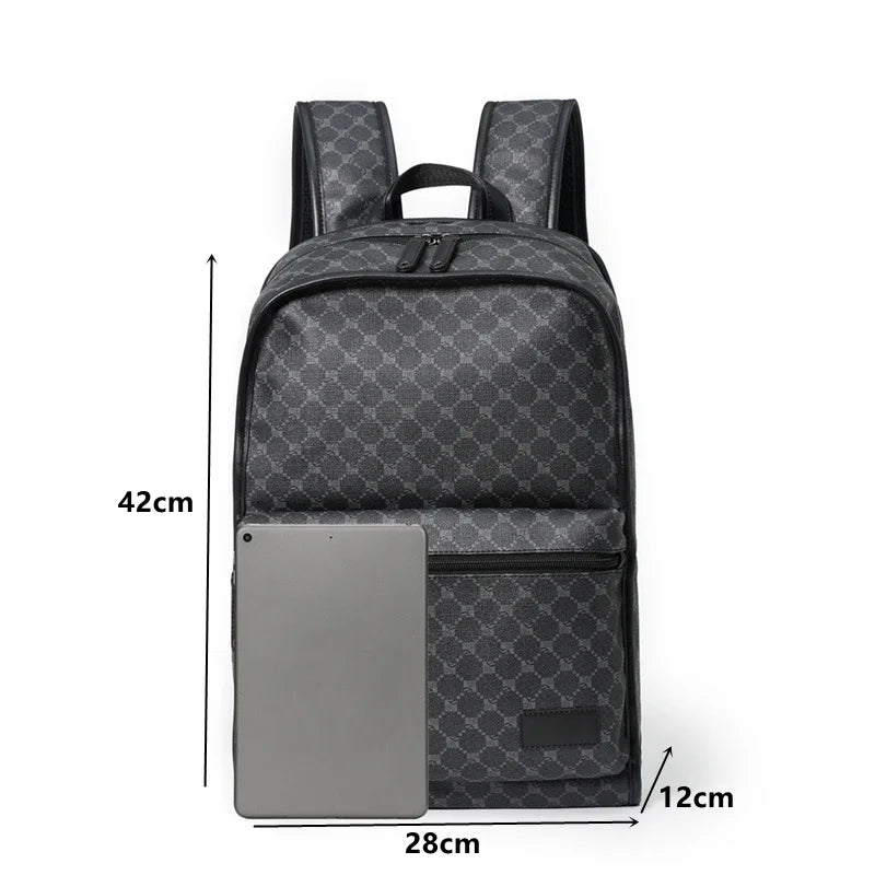 Luxury Floral Print Backpack Men Fashion Design Men's Backpacks Large-capacity Travel Bags PU Leather Backpack Male Schoolbag