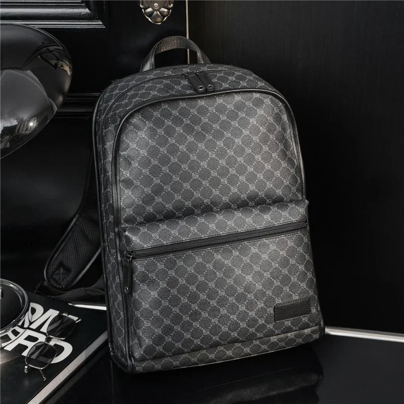 Luxury Floral Print Backpack Men Fashion Design Men's Backpacks Large-capacity Travel Bags PU Leather Backpack Male Schoolbag